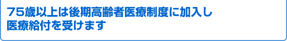 75歳以上は後期高齢者医療制度に加入し医療給付を受けます